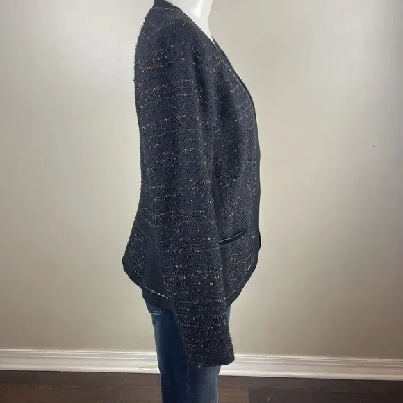 Lafayette 148 New York Black Textured Tweed Snap Up Blazer Jacket 10 Classic - Picture 5 of 10